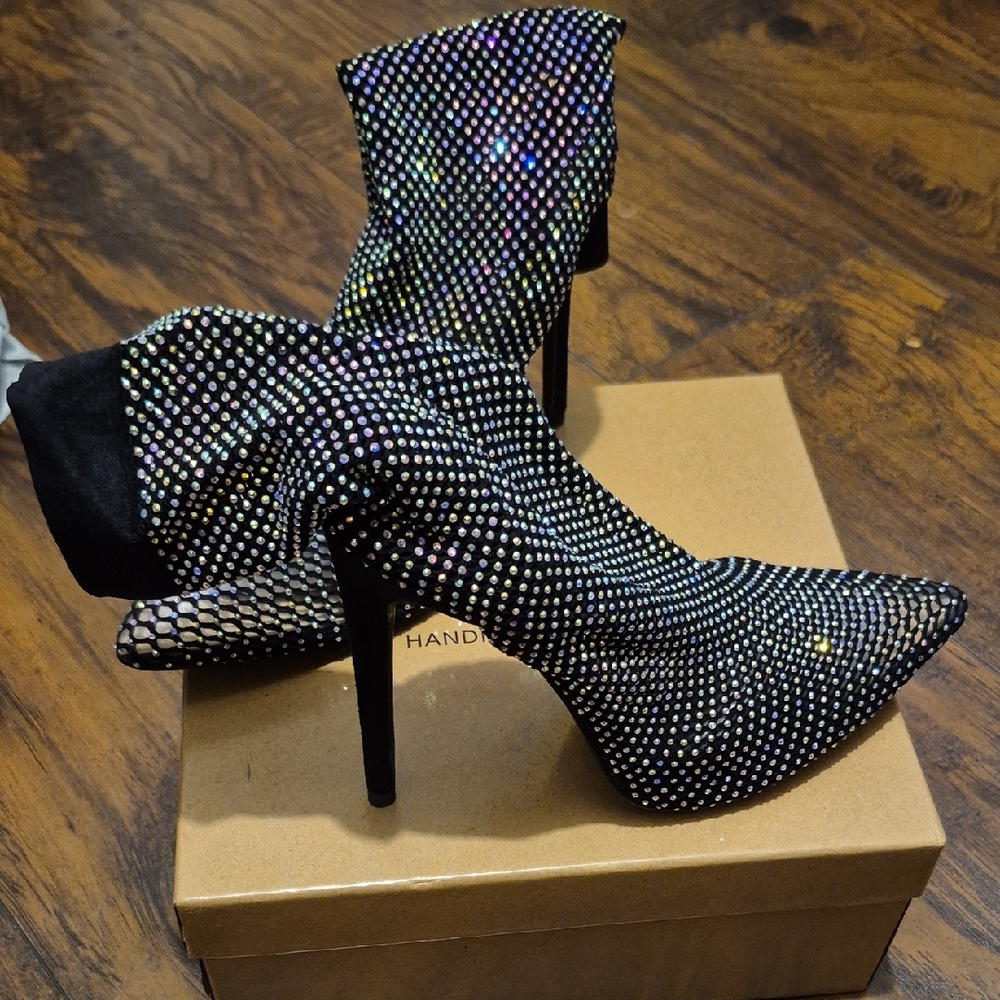 Dazzling Black Rhinestone Stiletto Heels